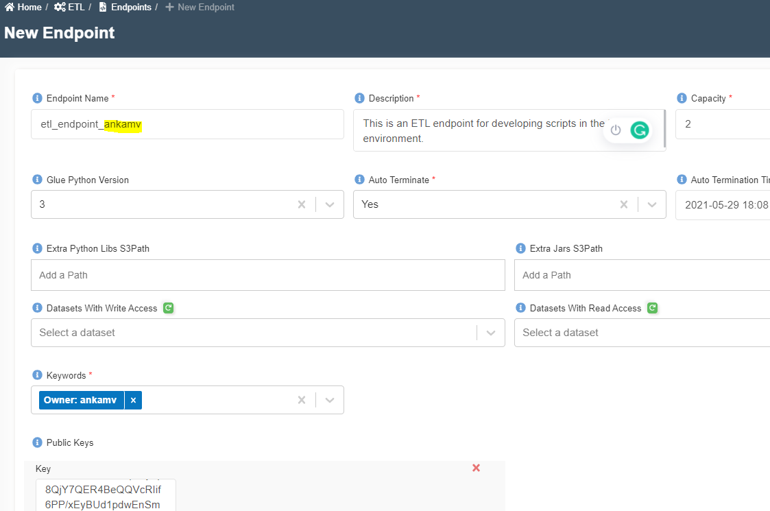 Create ETL Endpoint