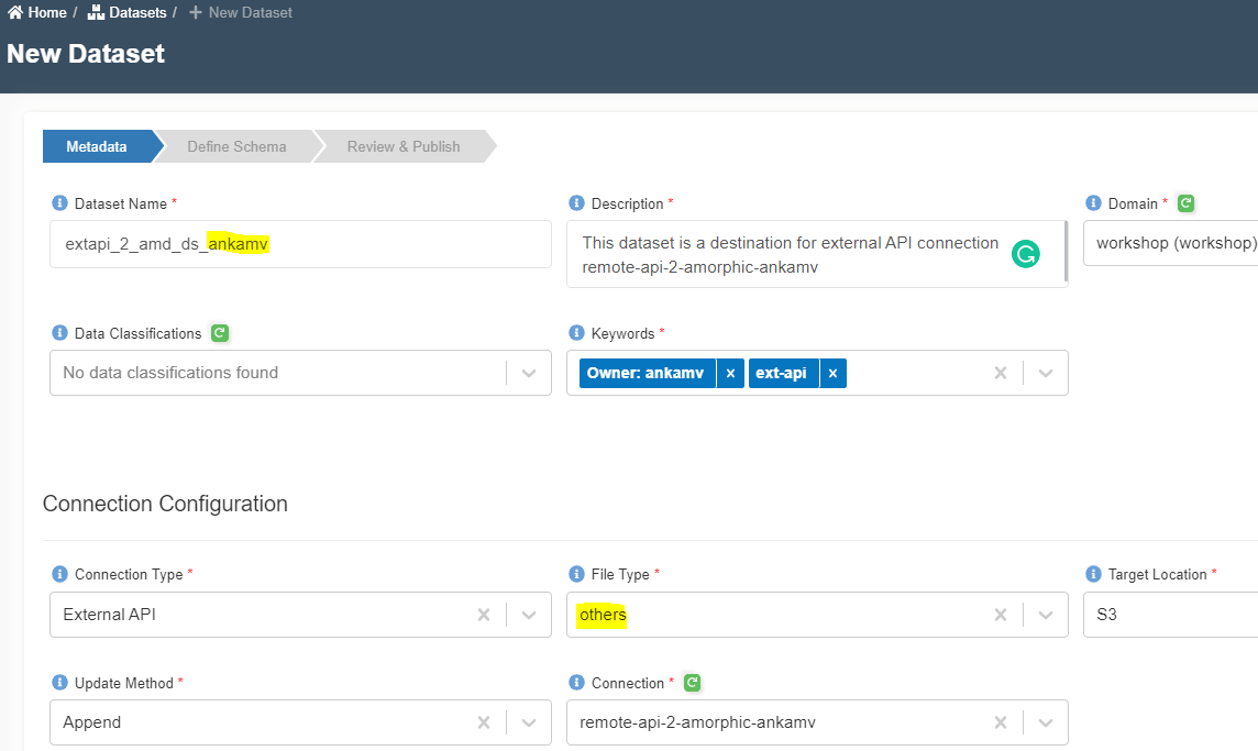 Create Ext-api Connection