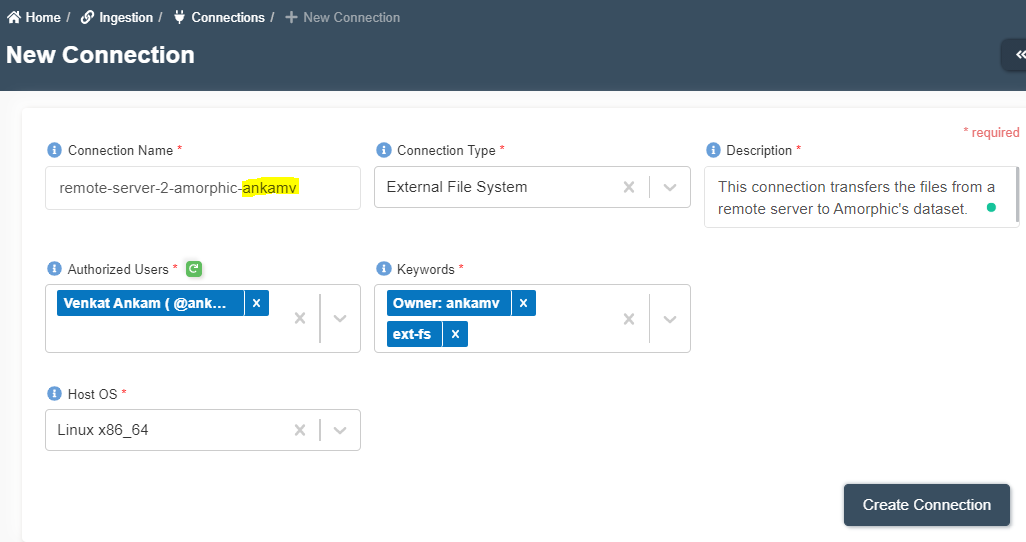 Create ext-fs Connection