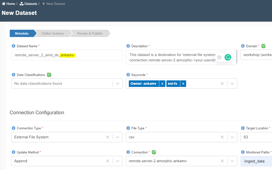 Create ext-fs Connection